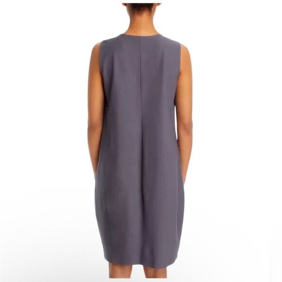 Eileen Fisher Round Neck Stretch Knit Pullover Balloon Hem Dress Gray XS NEW - Picture 4 of 6